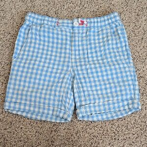 Blue and White Checkered Shorts